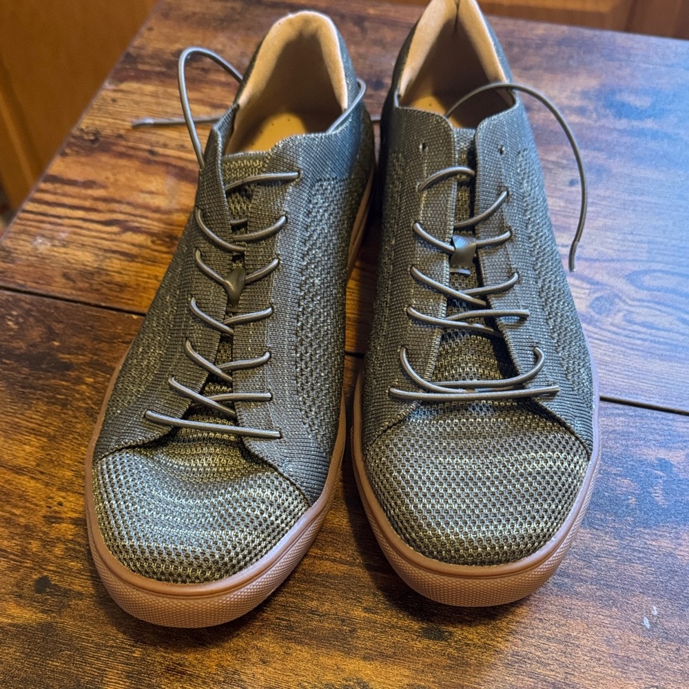 Unlisted Kenneth Cole Men's Stand Textured-Knit Lace-Up Sneakers. Olive green